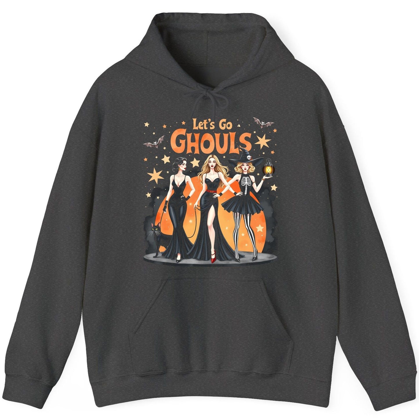 Let's Go Ghouls Halloween women Hoodie Dark Heather product mockup