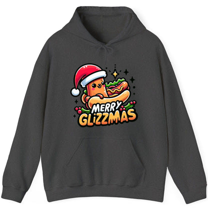 Merry Glizzmas hot dog Hoodie Dark Heather product mockup