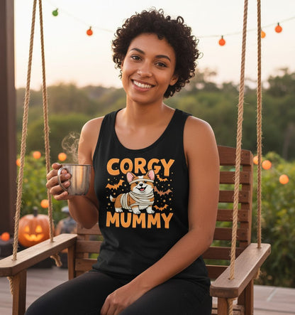 Corgy Mummy corgi Tank Top Black lifestyle mockup