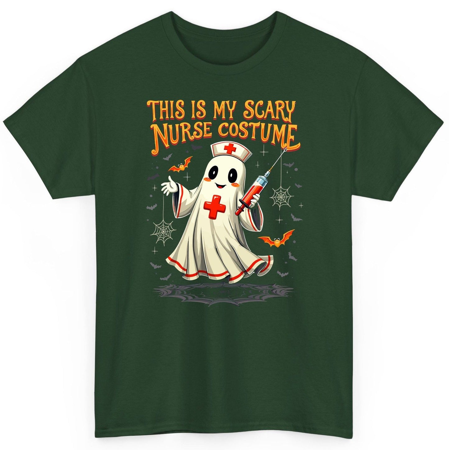 This Is My Scary Nurse Costume Halloween ghost nurse T-Shirt Forest Green product mockup