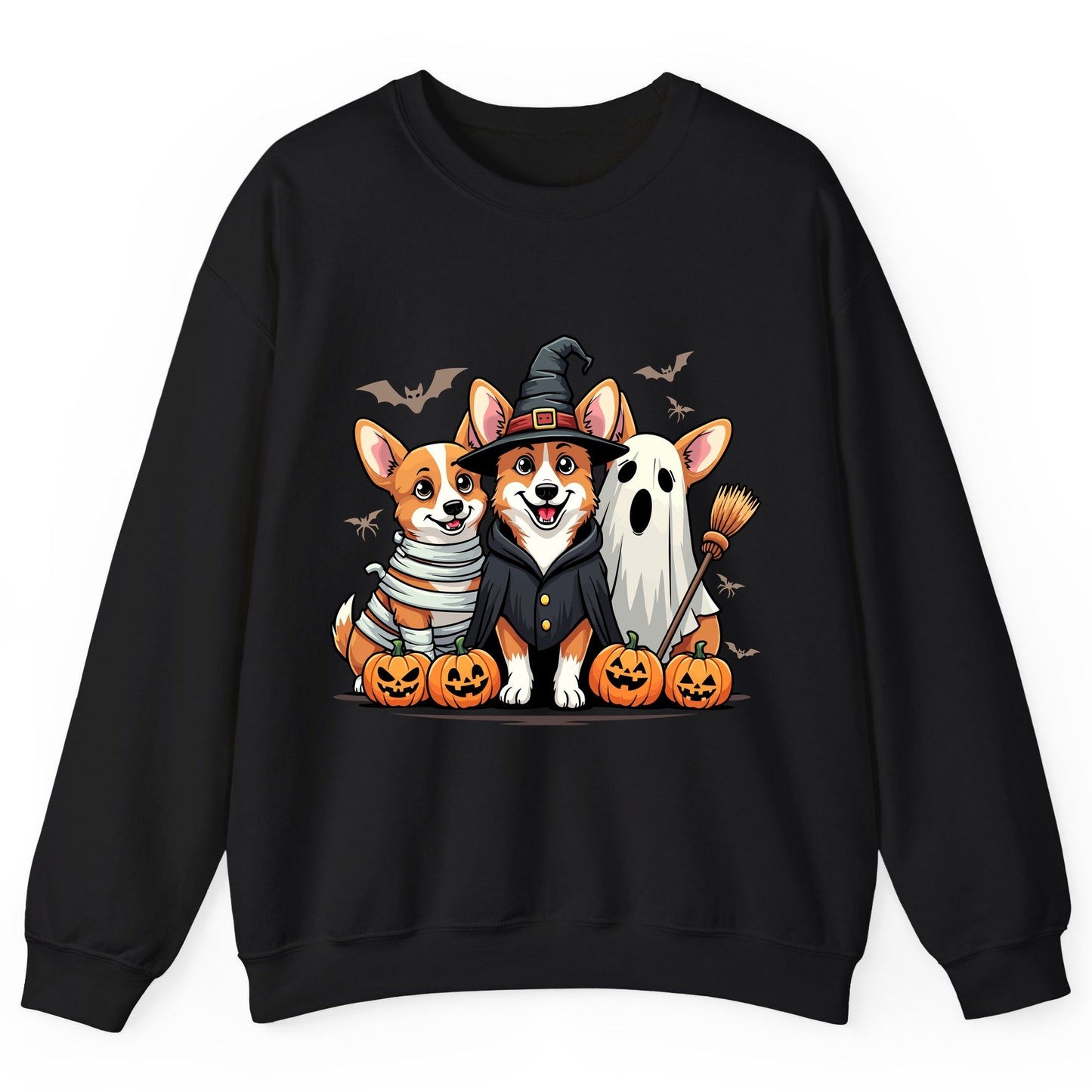 Halloween Corgi Trio Halloween corgis Sweatshirt Black product mockup