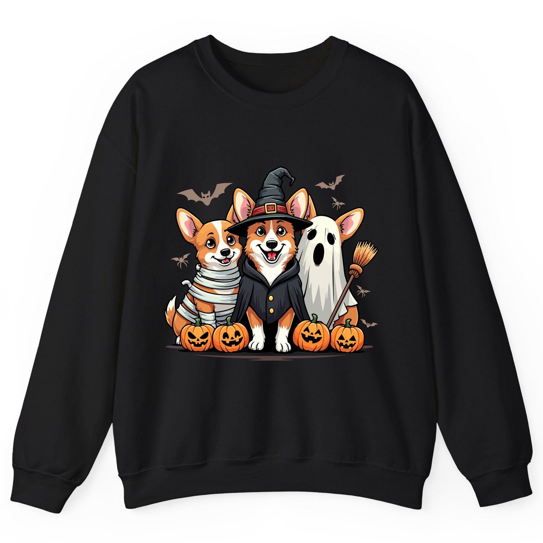 Halloween Corgi Trio Halloween corgis Sweatshirt Black product mockup