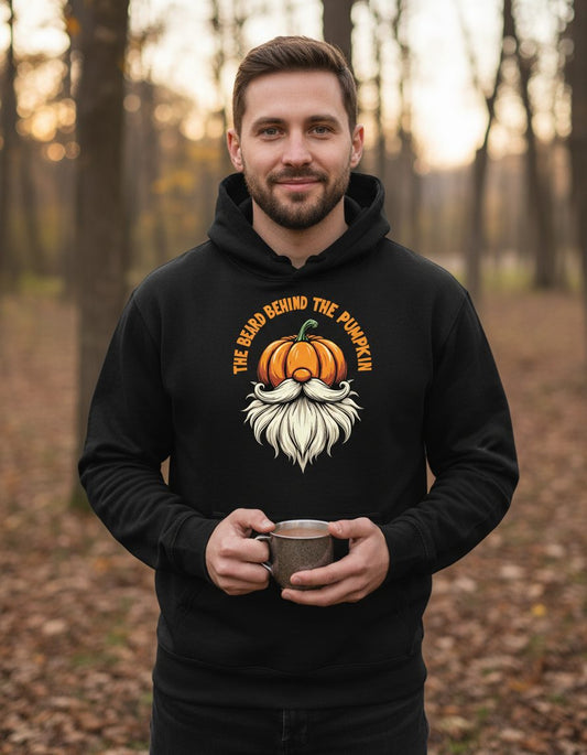 The Beard Behind the Pumpkin Halloween gnome Hoodie Black lifestyle mockup