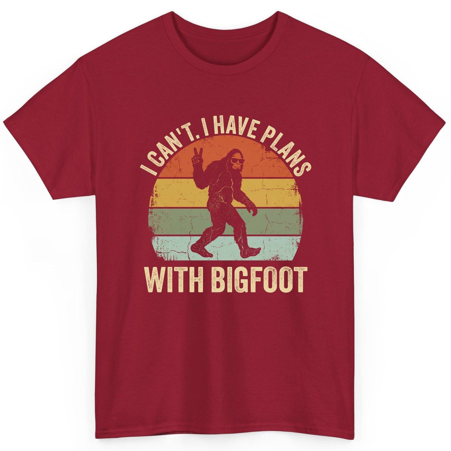 I Can't I Have Plans with Bigfoot bigfoot T-Shirt Cardinal Red product mockup