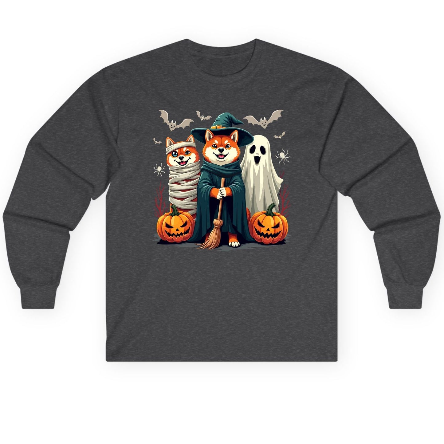 Shiba Inu Halloween Costumes shiba inu Long Sleeve Tee Dark Heather product mockup