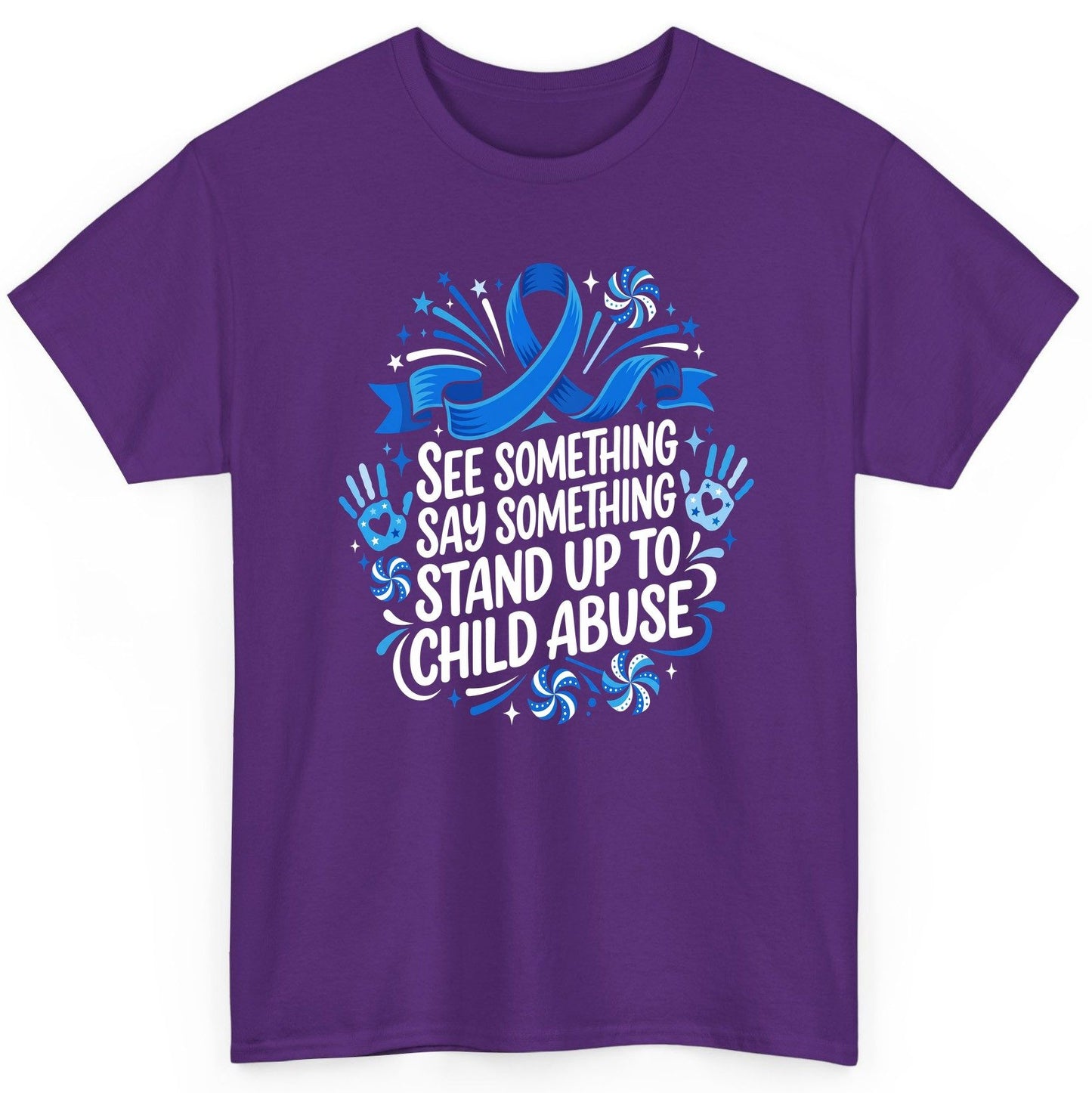 See Something Say Something Stand Up to Child Abuse Prevention T-Shirt - product mockup - Purple