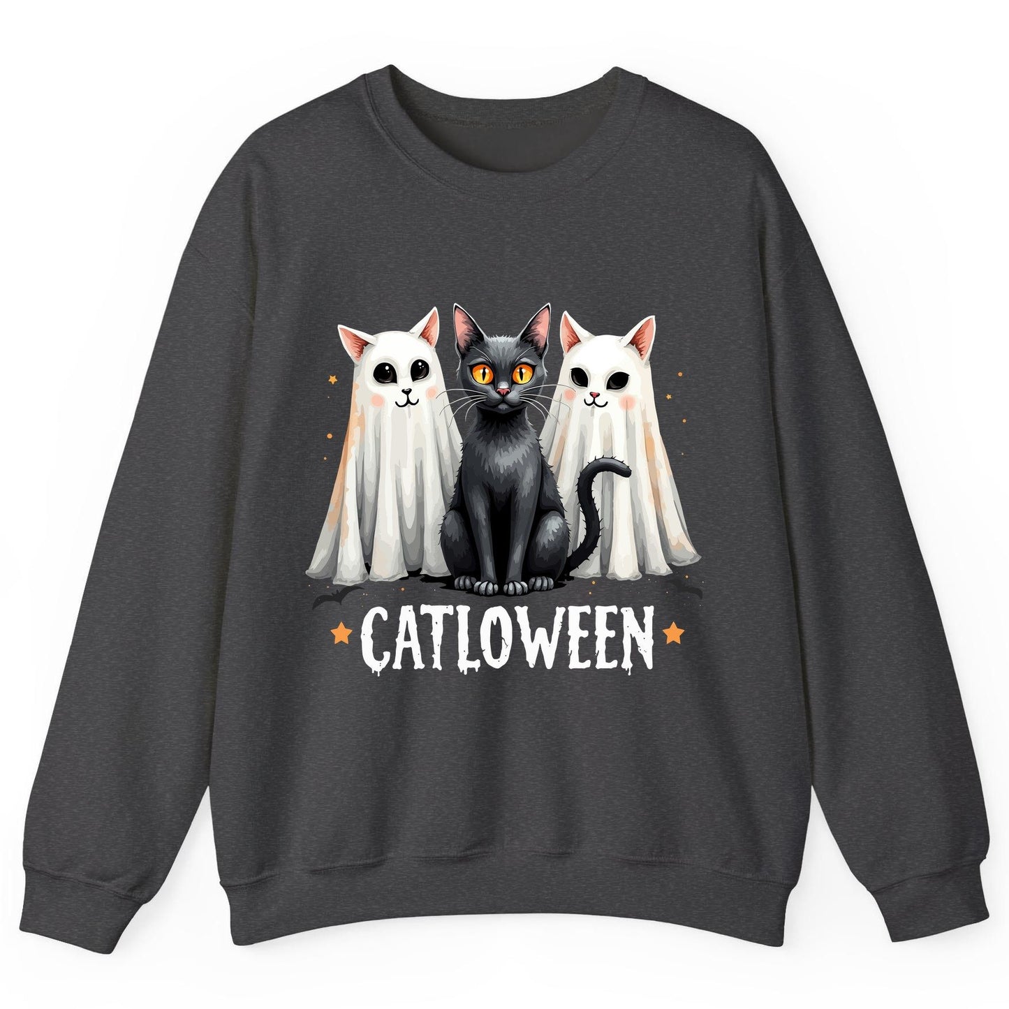 Catloween Halloween cats Sweatshirt Dark Heather product mockup