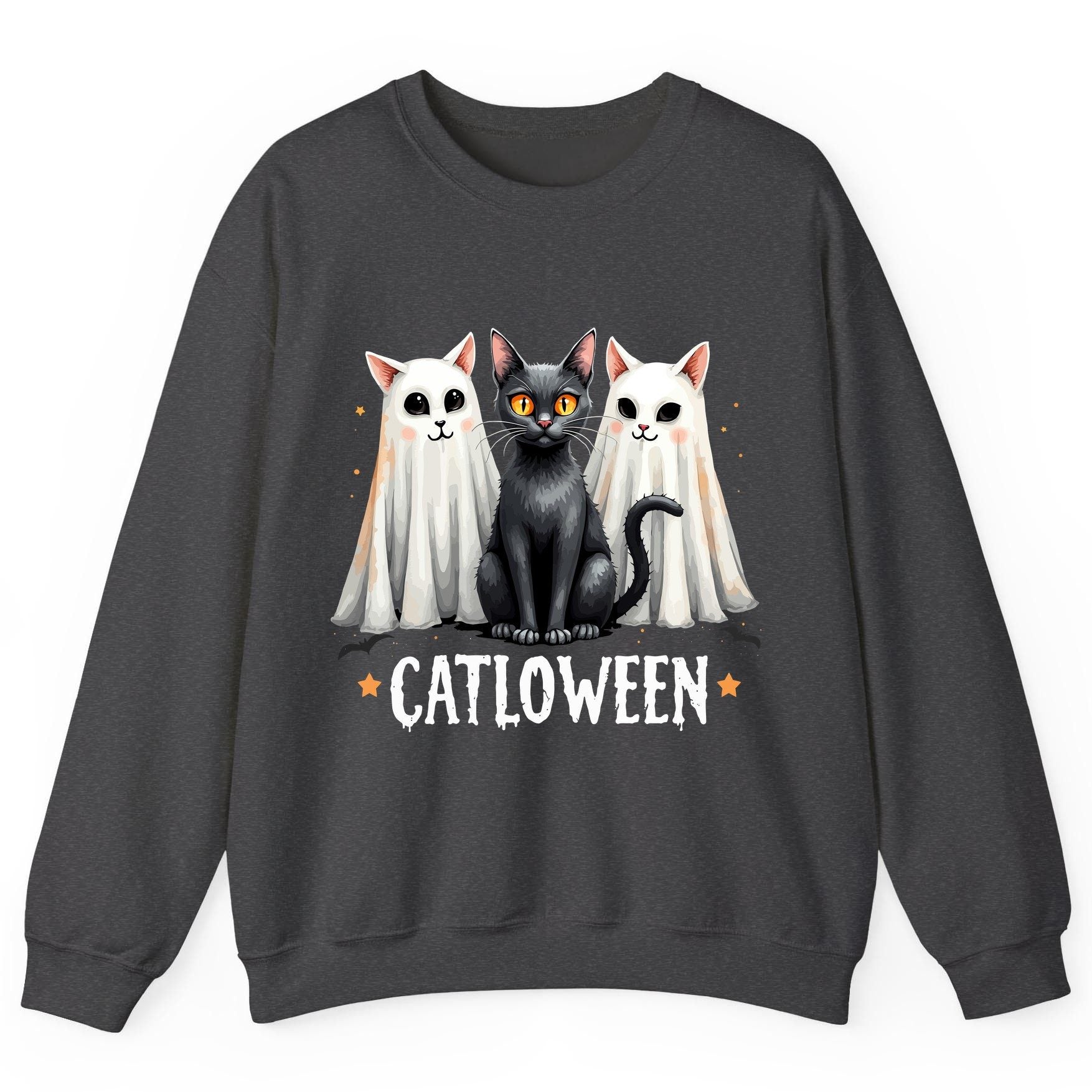 Catloween Halloween cats Sweatshirt Dark Heather product mockup