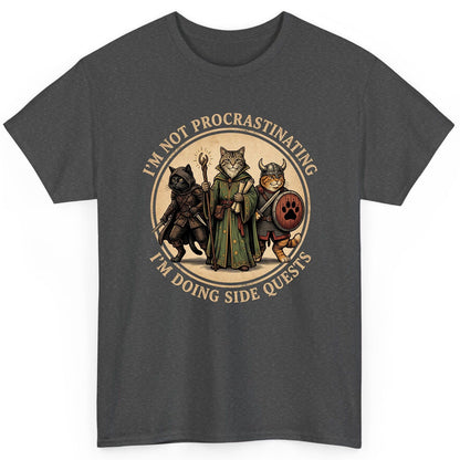 I'm Not Procrastinating I'm Doing Side Quests rpg cats T-Shirt Dark Heather product mockup