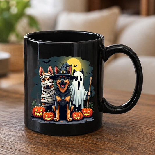 Halloween Dogs in Costumes Halloween dogs Black Mug Black product mockup