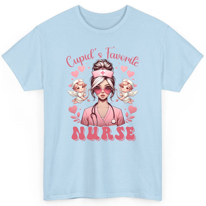 Cupid's Favorite Nurse nurse T-Shirt Light Blue product mockup