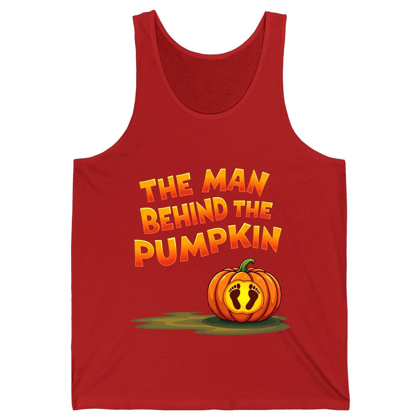 The Man Behind the Pumpkin pregnancy announcement Tank Top Red product mockup