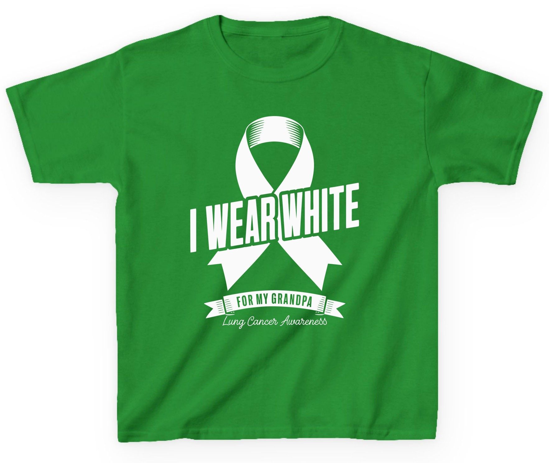 I Wear White for My Grandpa lung cancer awareness Youth T-Shirt Irish Green product mockup