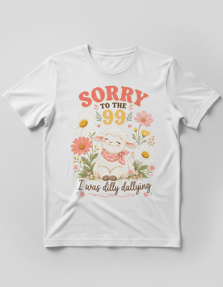 Sorry To The 99 I Was Dilly Dallying Lamb T-Shirt - White