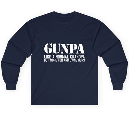Gunpa Like a Normal Grandpa but More Fun and Owns Guns funny gun owner grandpa Long Sleeve Tee Navy product mockup