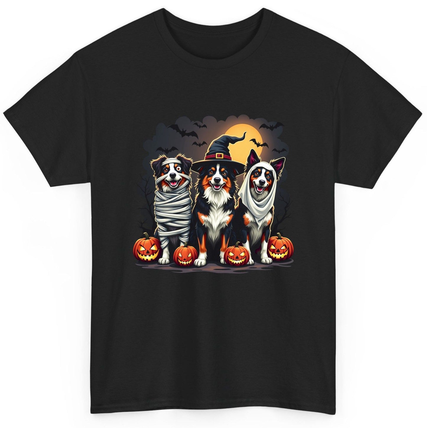 Australian Shepherd Halloween Dogs australian shepherd dogs T-Shirt Black product mockup