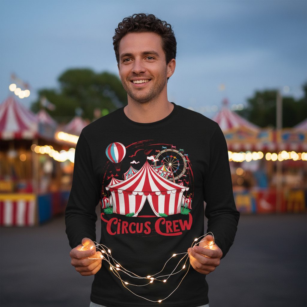 Circus Crew circus Long Sleeve Tee Black lifestyle mockup