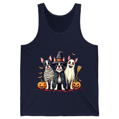 Halloween Boston Terrier Trio boston terrier Tank Top Navy product mockup