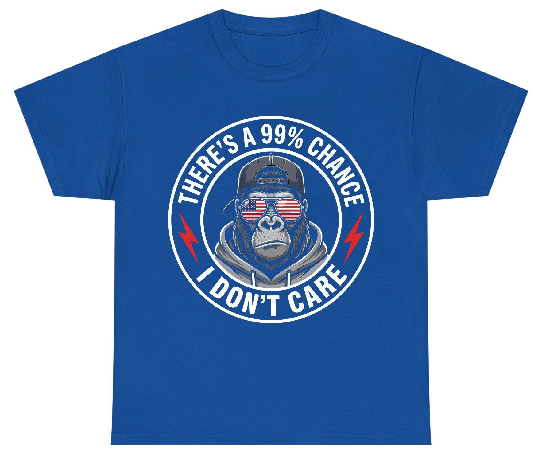 There's a 99% Chance I Don't Care sarcastic gorilla Youth T-Shirt Royal product mockup