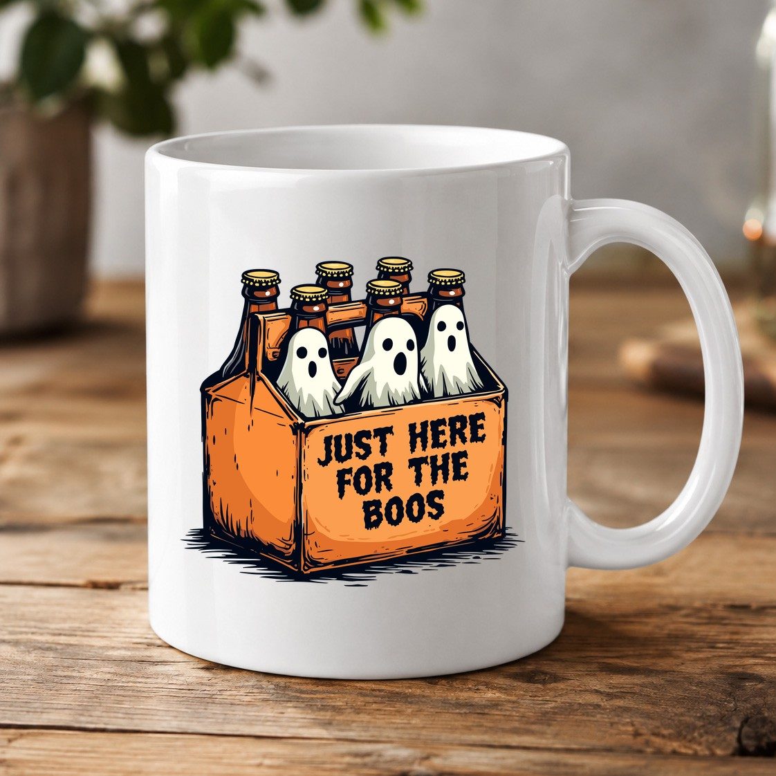 Just Here for the Boos Halloween White Mug White product mockup