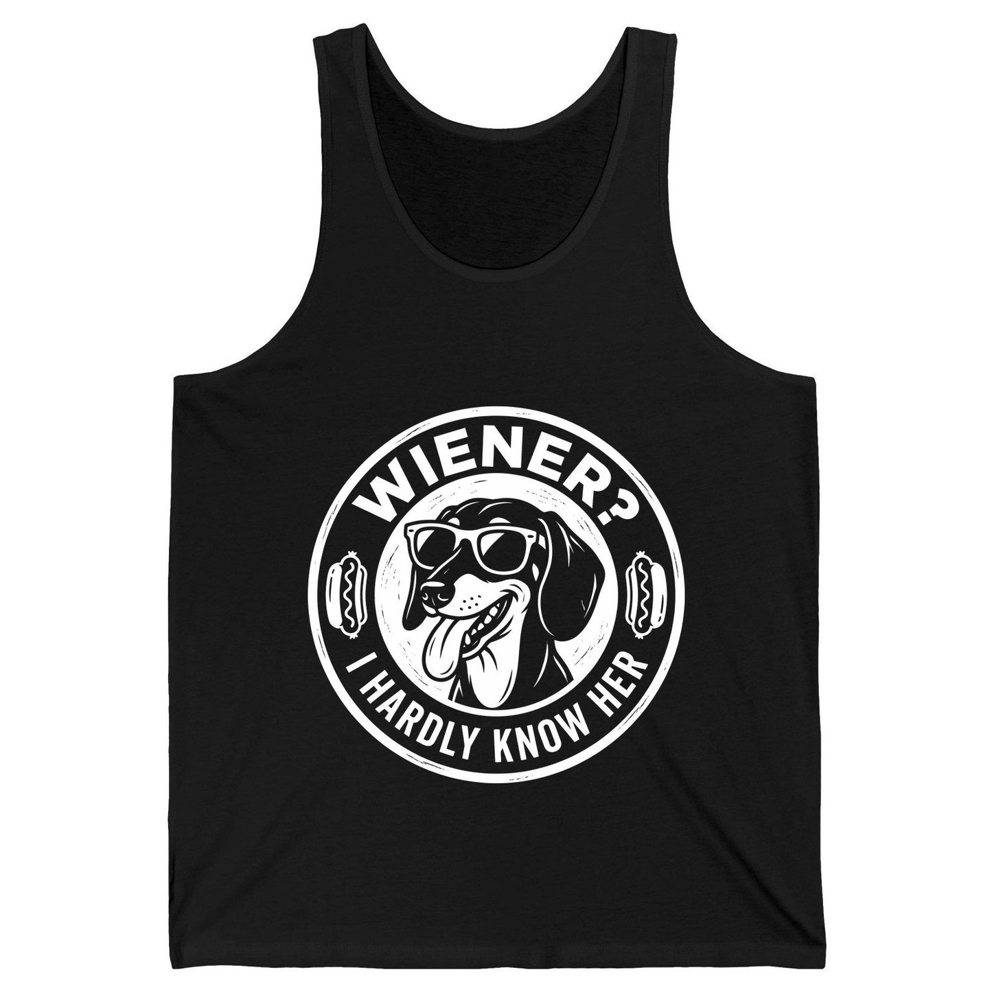 Wiener I Hardly Know Her dachshund Tank Top Black product mockup