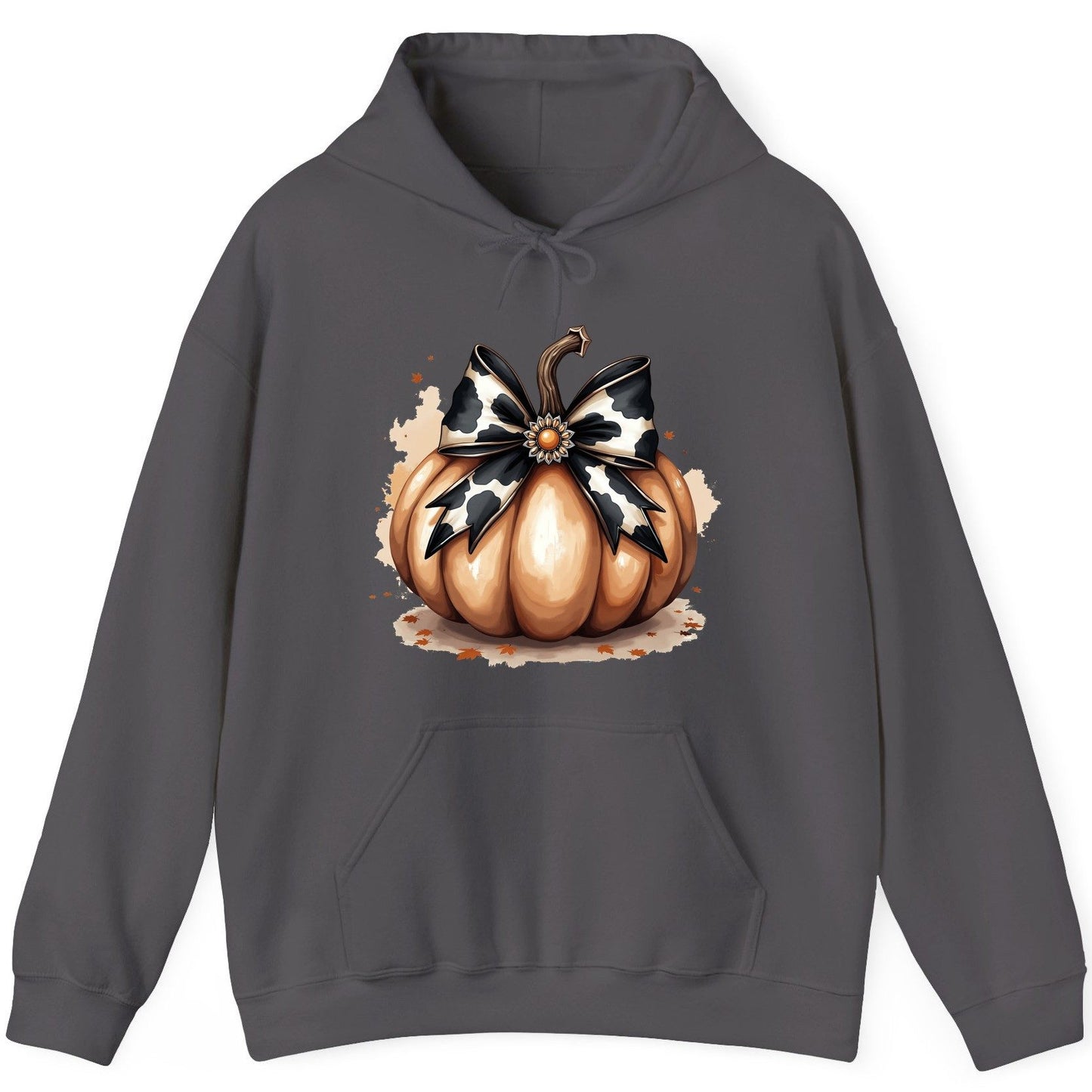Cow Print Bow Pumpkin pumpkin Hoodie Charcoal product mockup