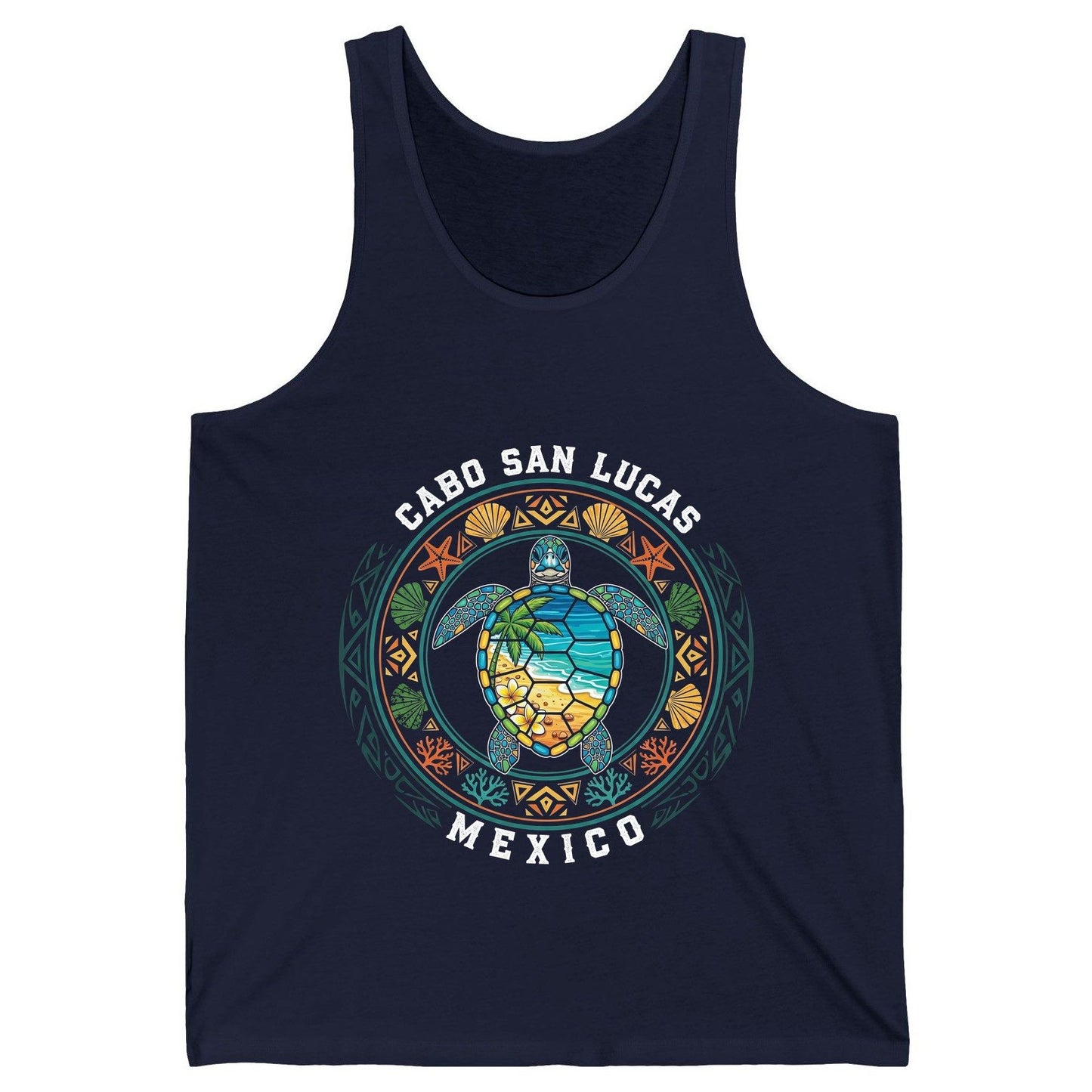 Cabo San Lucas Mexico sea turtle Tank Top Navy product mockup