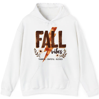 Fall Vibes Thankful Grateful Blessed autumn Hoodie White product mockup