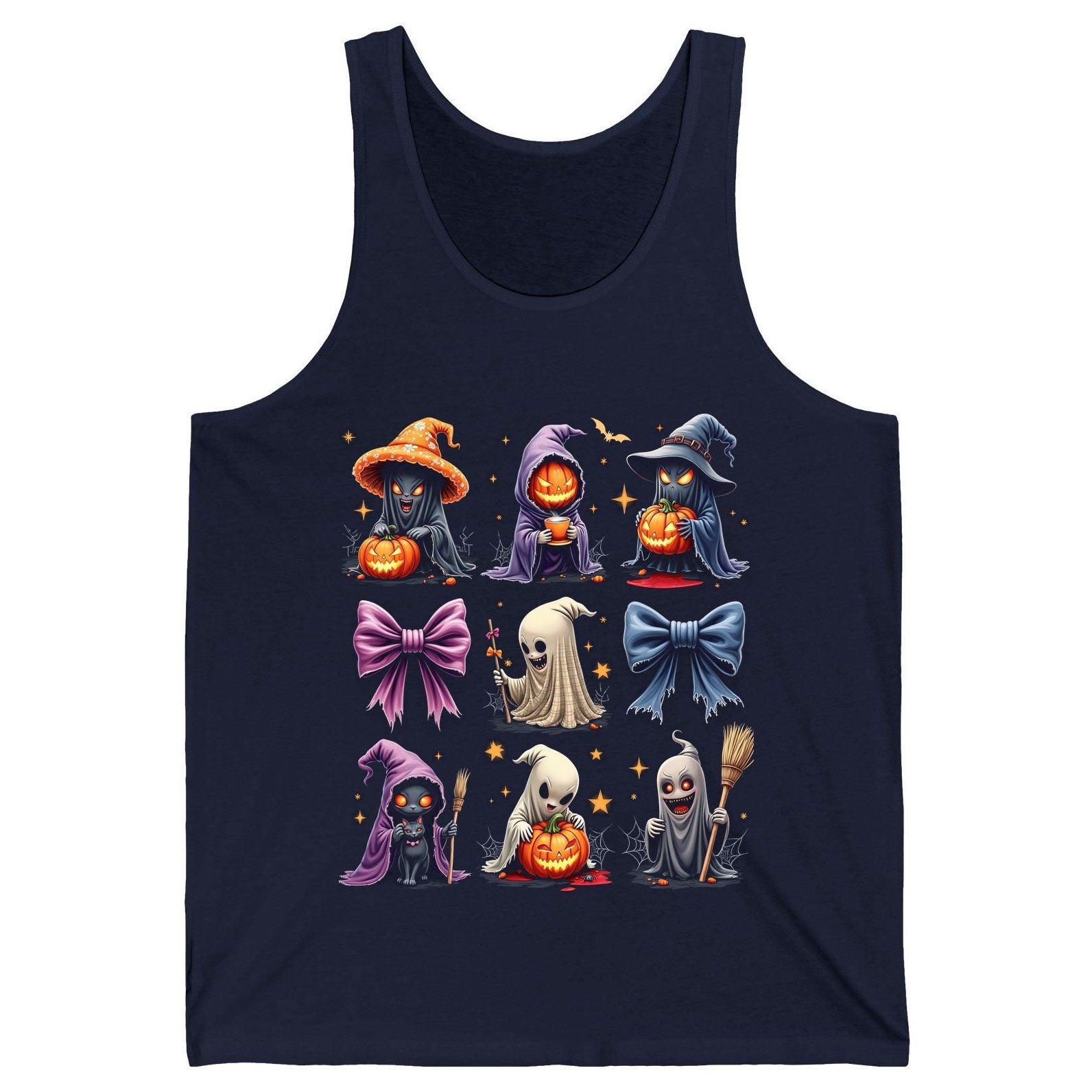 Spooky Cute Halloween Characters Halloween characters Tank Top Navy product mockup