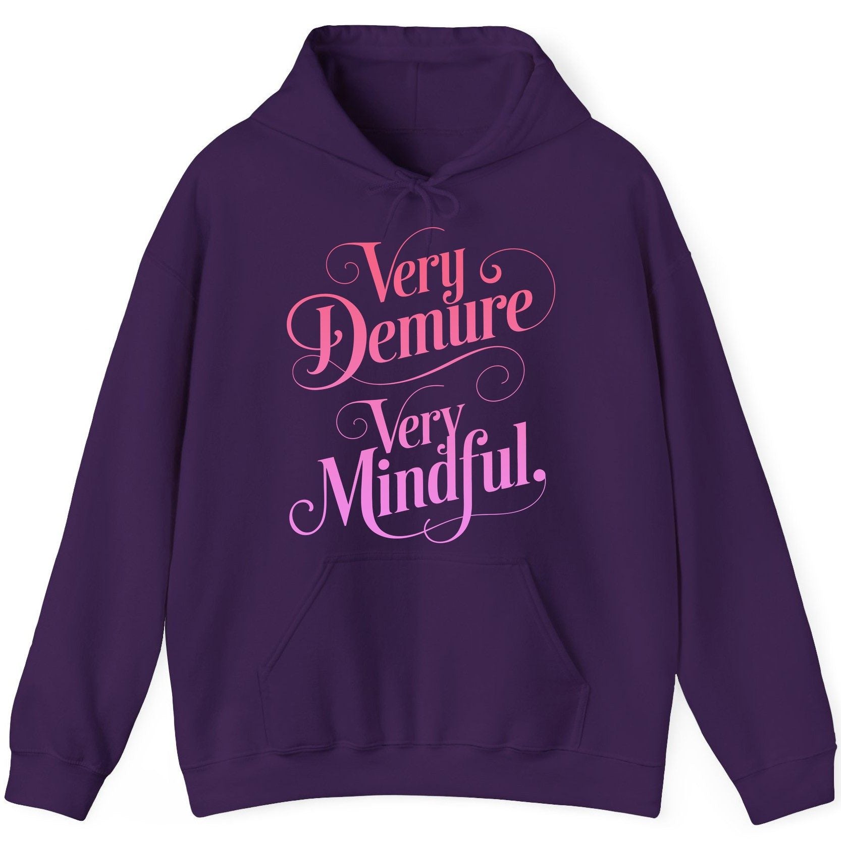 Very Demure Very Mindful mindfulness Hoodie Purple product mockup
