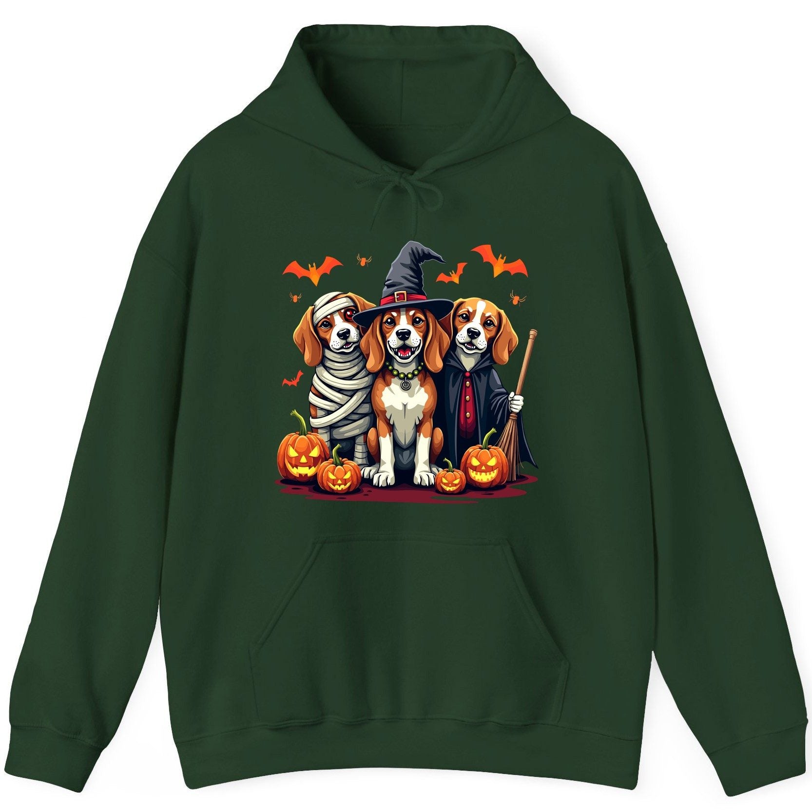 Halloween Beagles Costume beagles in Halloween costumes Hoodie Forest Green product mockup