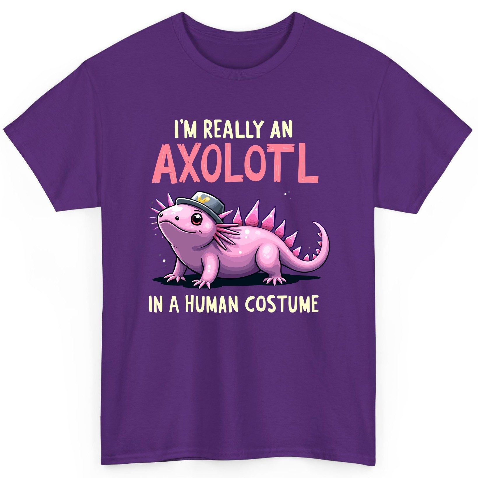 I'm Really an Axolotl in a Human Costume axolotl T-Shirt Purple product mockup