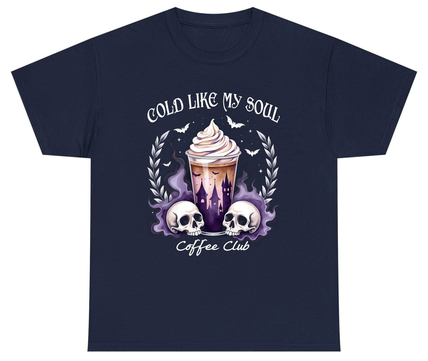 Cold Like My Soul Coffee Club gothic iced coffee Youth T-Shirt Navy product mockup