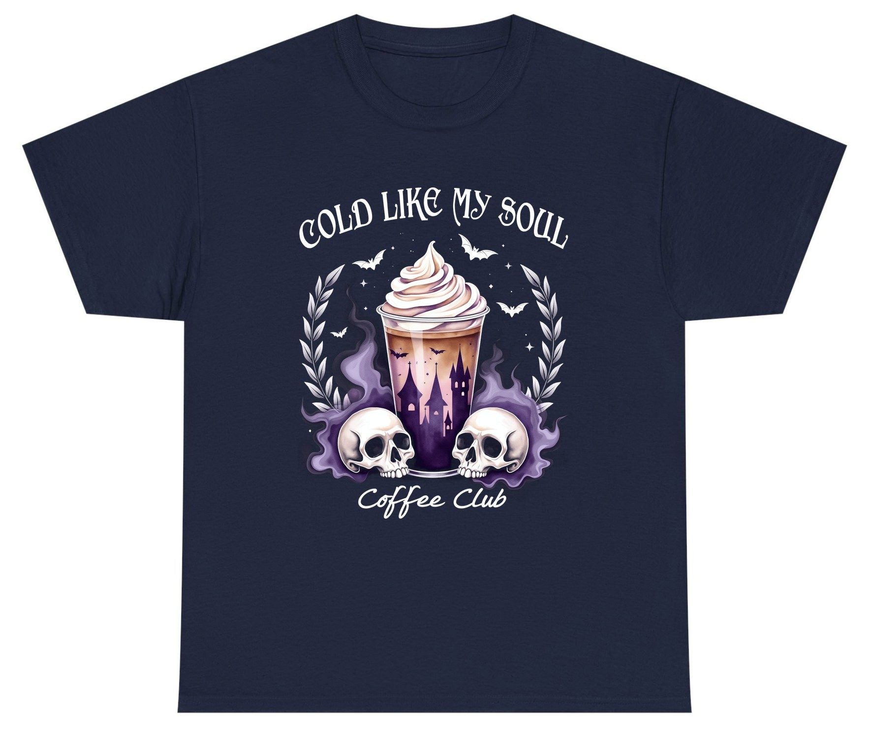 Cold Like My Soul Coffee Club gothic iced coffee Youth T-Shirt Navy product mockup