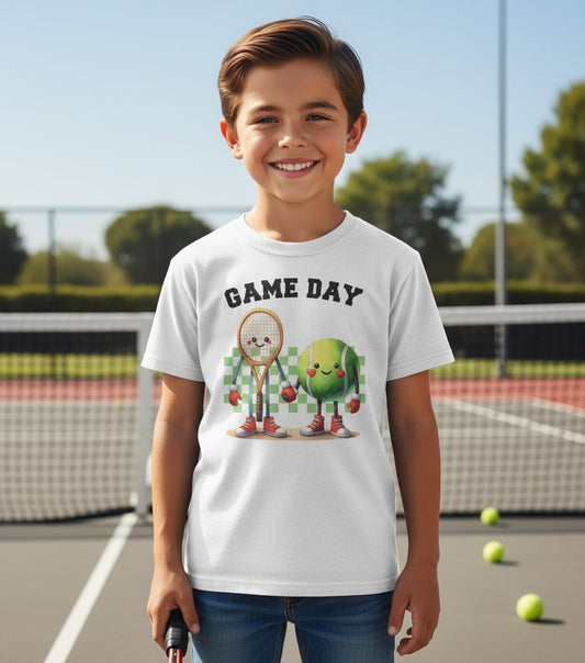 Game Day tennis Youth T-Shirt White lifestyle mockup