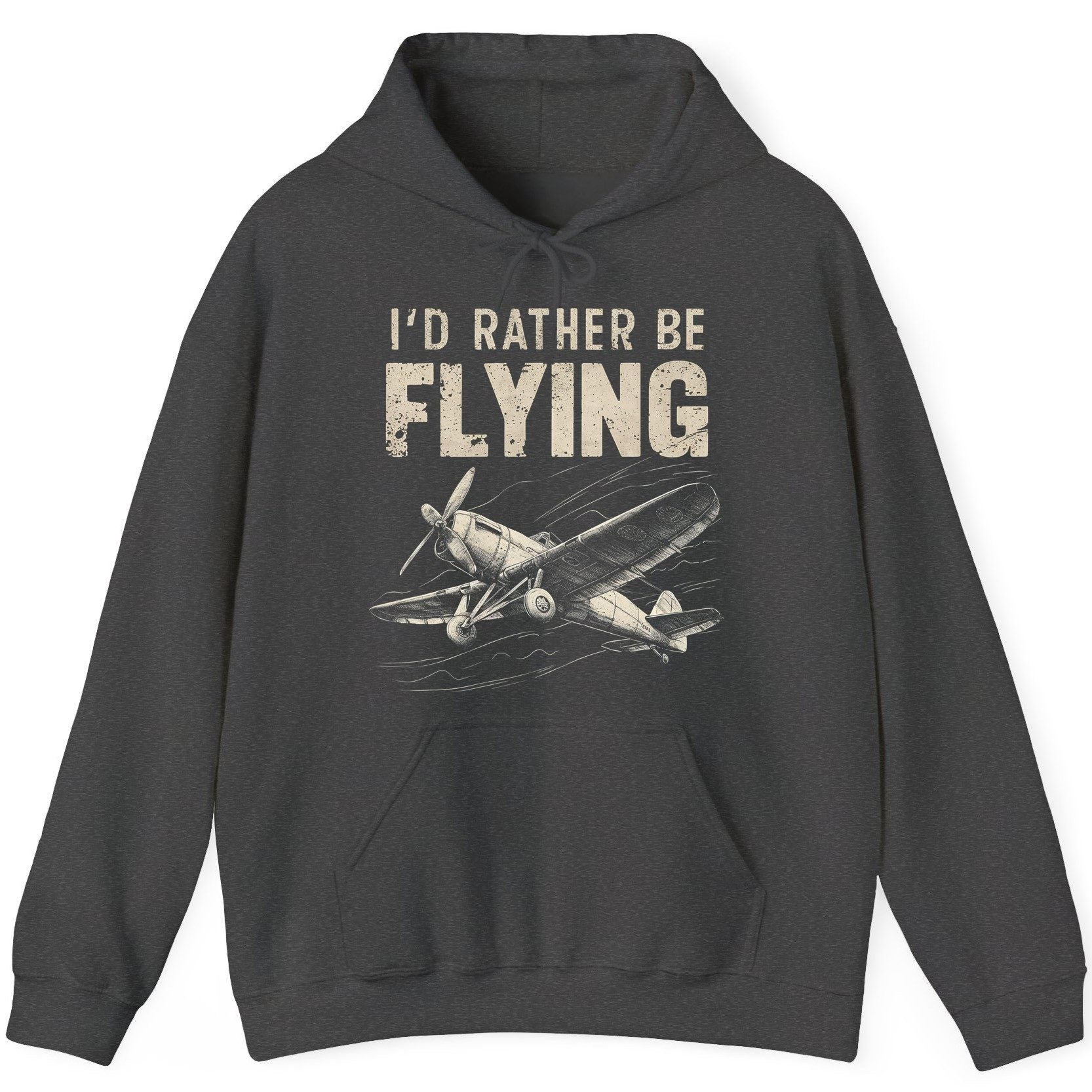 I'd Rather Be Flying vintage propeller plane Hoodie Dark Heather product mockup