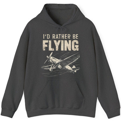 I'd Rather Be Flying vintage propeller plane Hoodie Dark Heather product mockup