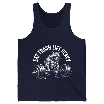 Eat Trash Lift Heavy raccoon Tank Top Navy product mockup