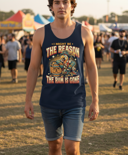 I Might Be The Reason The Rum Is Gone Pirate Parrot Tank Top - Navy