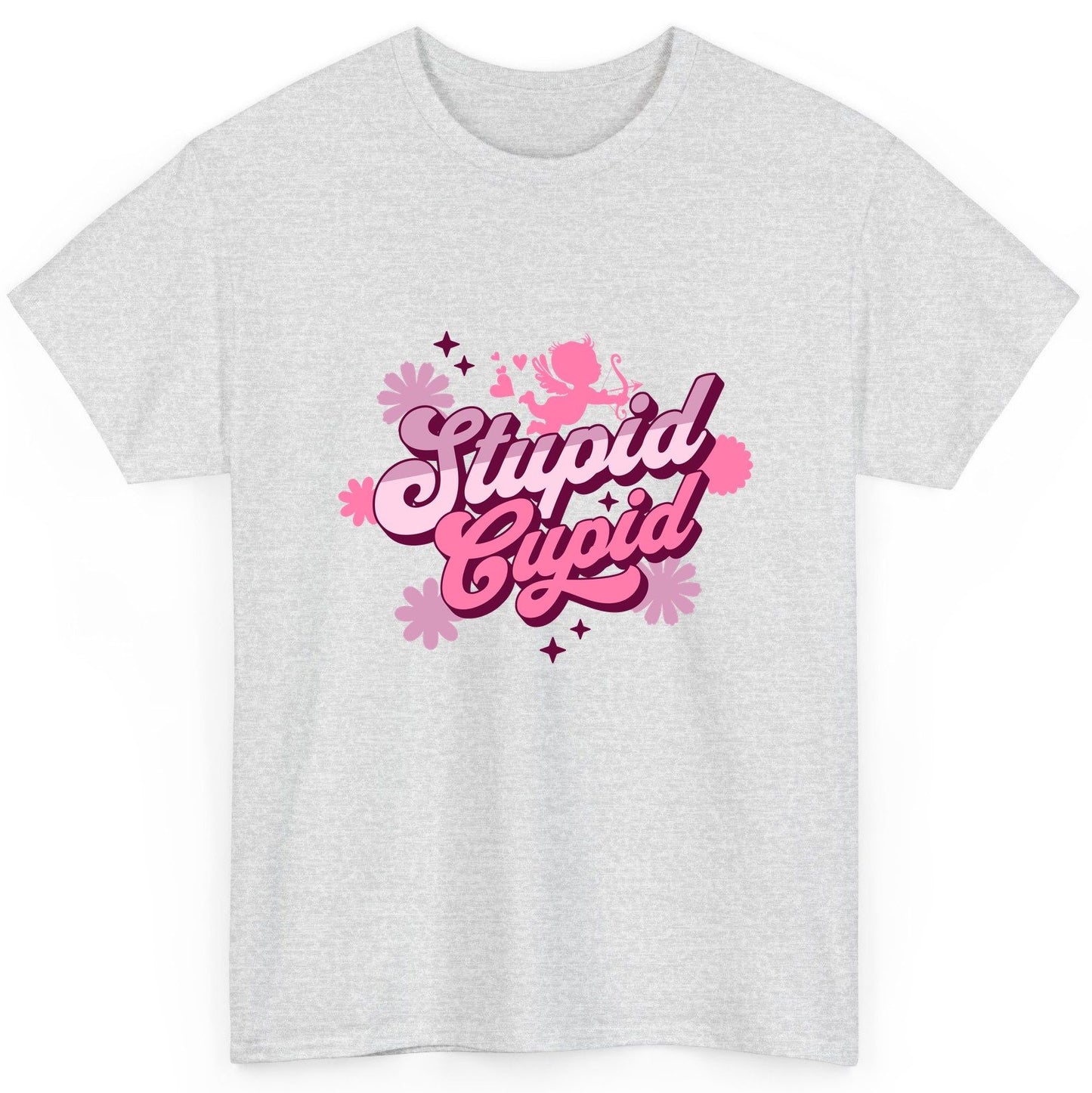 Stupid Cupid anti-Valentine's Day T-Shirt Ash product mockup