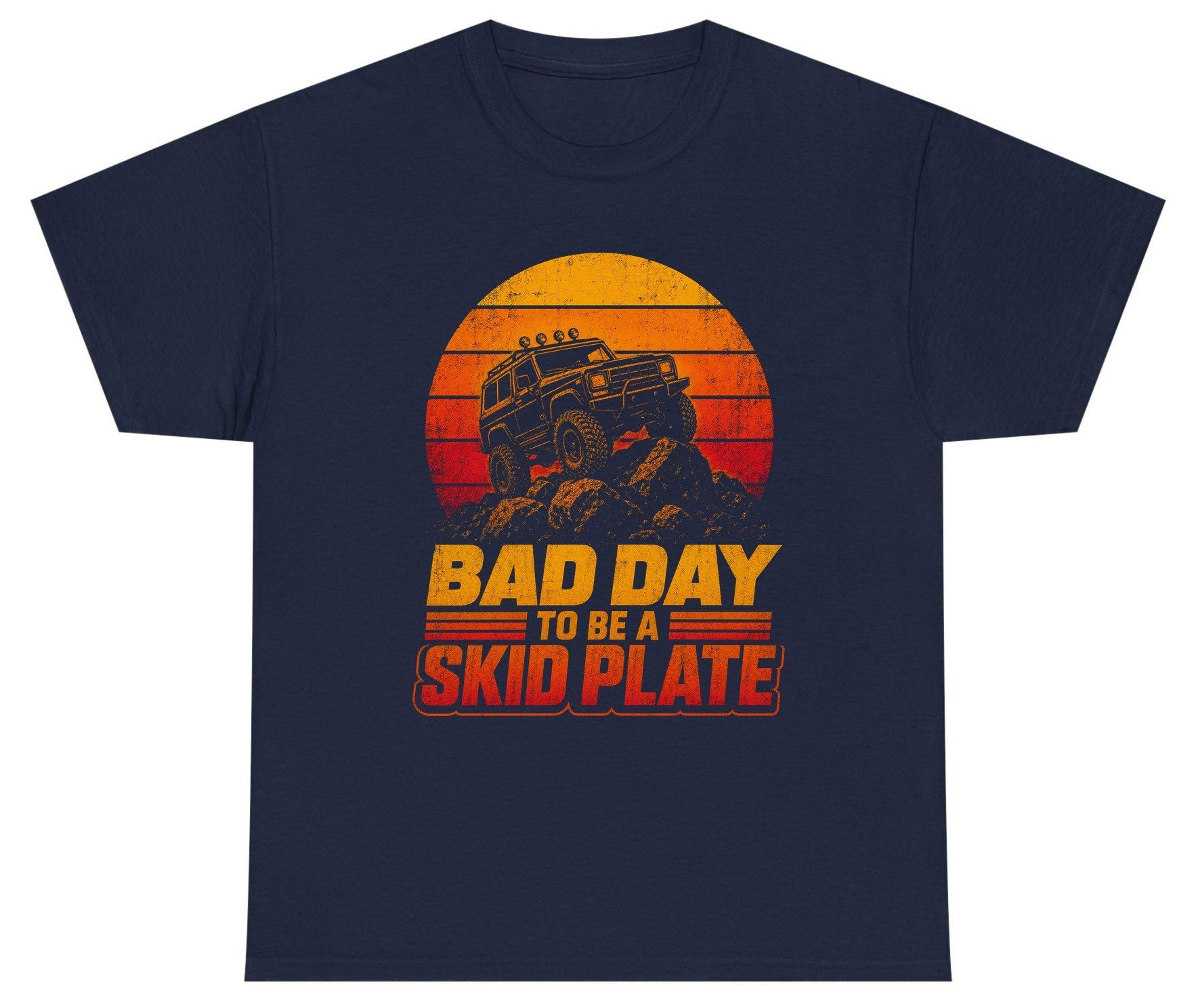 Bad Day to Be a Skid Plate Funny Off-Roading Youth T-Shirt - product mockup - Navy