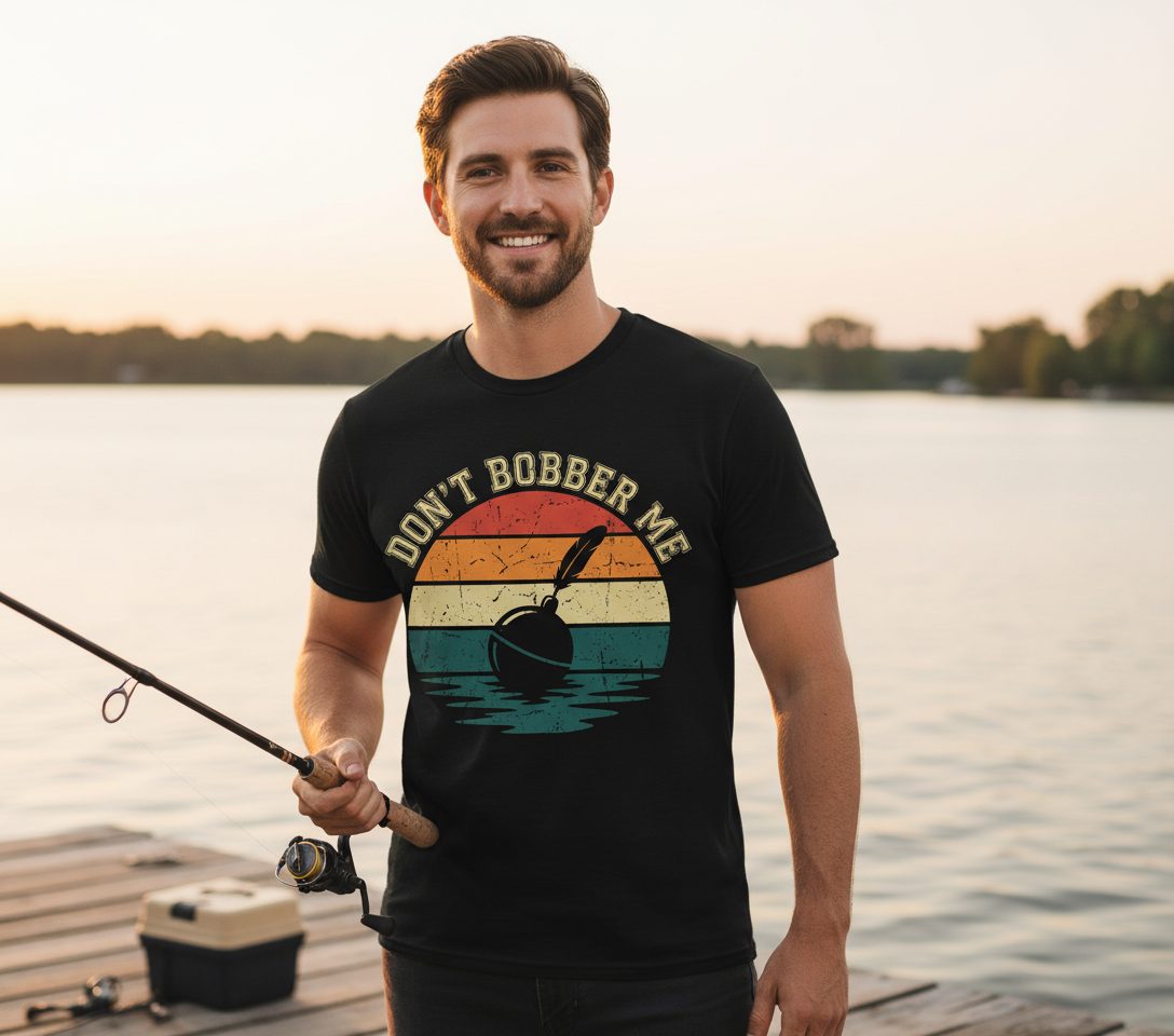 Don't Bobber Me fishing T-Shirt Black lifestyle mockup