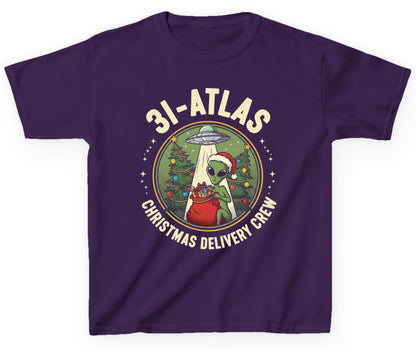 31-Atlas Christmas Delivery Crew alien Christmas Youth T-Shirt Purple product mockup