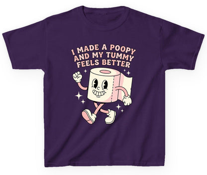 I Made a Poopy and My Tummy Feels Better funny toilet paper Youth T-Shirt Purple product mockup