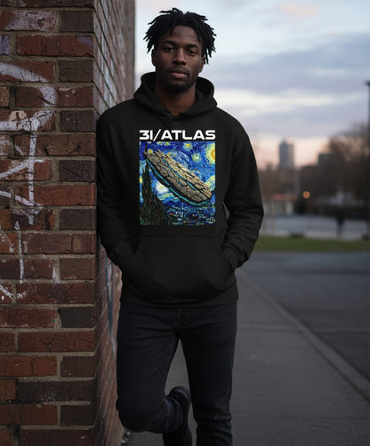 31 Atlas van gogh sci-fi mashup Hoodie Black lifestyle mockup