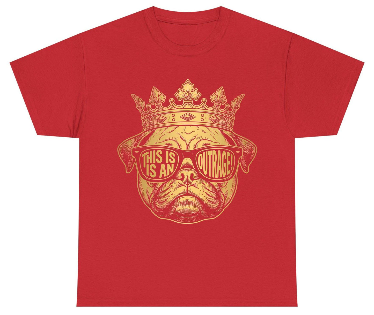 This Is An Outrage! Pug Youth T-Shirt Red product mockup