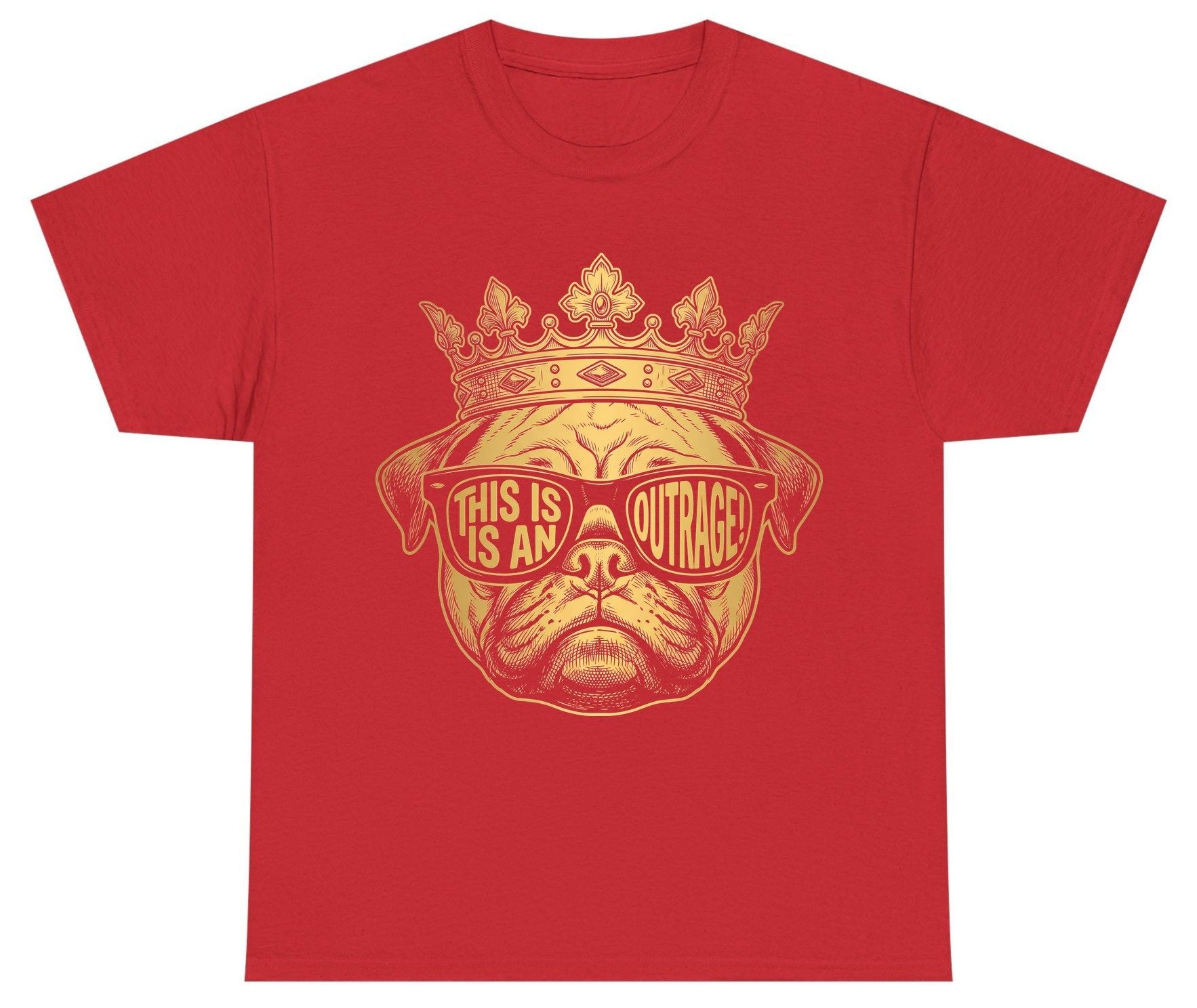 This Is An Outrage! Pug Youth T-Shirt Red product mockup
