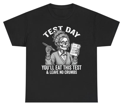 You'll Eat This Test & Leave No Crumbs Funny Day Youth T-Shirt - product mockup - Black
