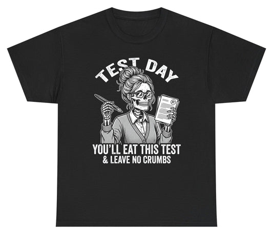 You'll Eat This Test & Leave No Crumbs Funny Day Youth T-Shirt - product mockup - Black