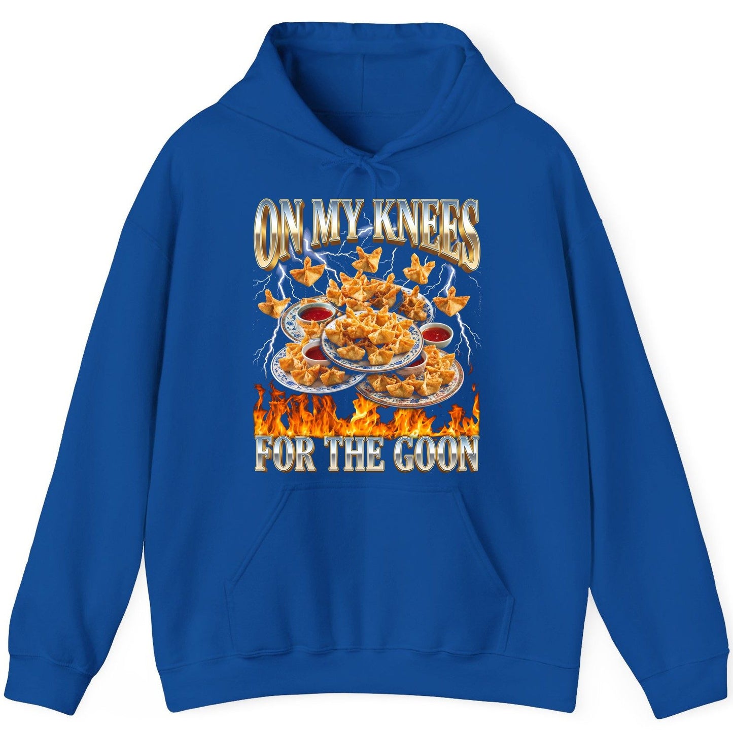 On My Knees for the Goon crab rangoon Hoodie Royal product mockup